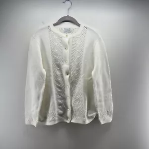 Parkway Strickpullover Damen Medium elfenbein Wintuk Orlon Acryl L/S Knopfleiste Cardi - Bild 1 von 5