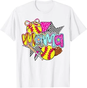 Softball Mama Mom Softball Game Day Vibes Mother's Day Women T-Shirt - Picture 1 of 4