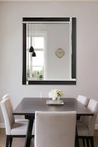 Aston Bathroom Mirror Black Silver Bevelled Triple Edge 68cm-174cm x 40cm-116cm - Picture 1 of 3