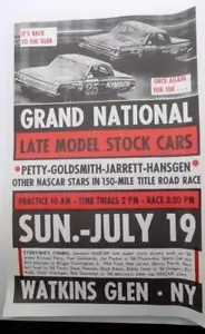 Poster Watkins Glen Grand National 1964 Stock Car Nascar NOS 15X23 Pristine F/S - Foto 1 di 1