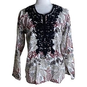 Roberta Roller Rabbit NWT Thao Frances Top Red Black Floral Metallic Gold Sz S - Picture 1 of 10