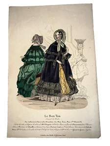 Ancienne gravure de mode 19 ème siècle Le Bon Ton , 26 cm x 16.5 cm - Picture 1 of 3