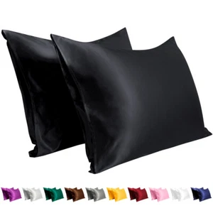 All Sizes, All colors Satin Pillowcase (2 Pack) for Hair Skin Silk Pillow Case - Picture 1 of 19