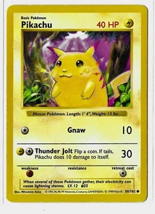 Pokemon TCG Base Set Shadowless Red Cheek Pikachu 58/102 - NM! - Picture 1 of 2