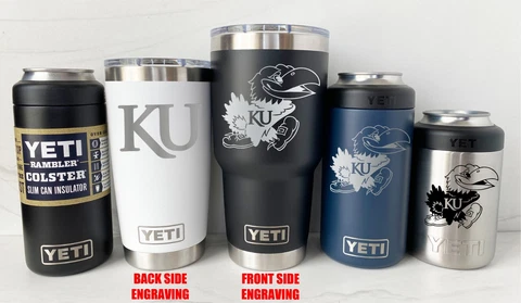 KANSAS JAYHAWKS YETI Laser Engraved 20 or 30 oz. Tumblers and Colsters Cover