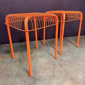 IKEA Inma Bermúdez&Francis Cayouette Vasteron Orange Wire Metal Chair Stool VTG - Picture 1 of 5