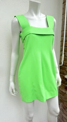 Versace Couture Vintage Mini Dress Neon Bold Green Wool Silk Chic Size IT 44💚💚 - Image 1 of 4