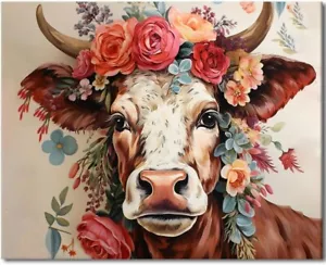 Paint by Numbers Kit DIY Painting Acrylic Paints Home Decor Wall Art Cow - Picture 1 of 4