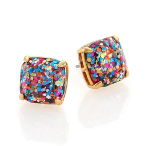 ORECCHINI A PERNO QUADRATO GLITTER KATE SPADE NUOVI CON ETICHETTE $38 MULTICOLORE - Foto 1 di 5