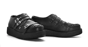 B2 Auth TUK Black Leather Buckle Straps Goth Creepers Shoes Size US 12 EU 45 - Picture 1 of 9