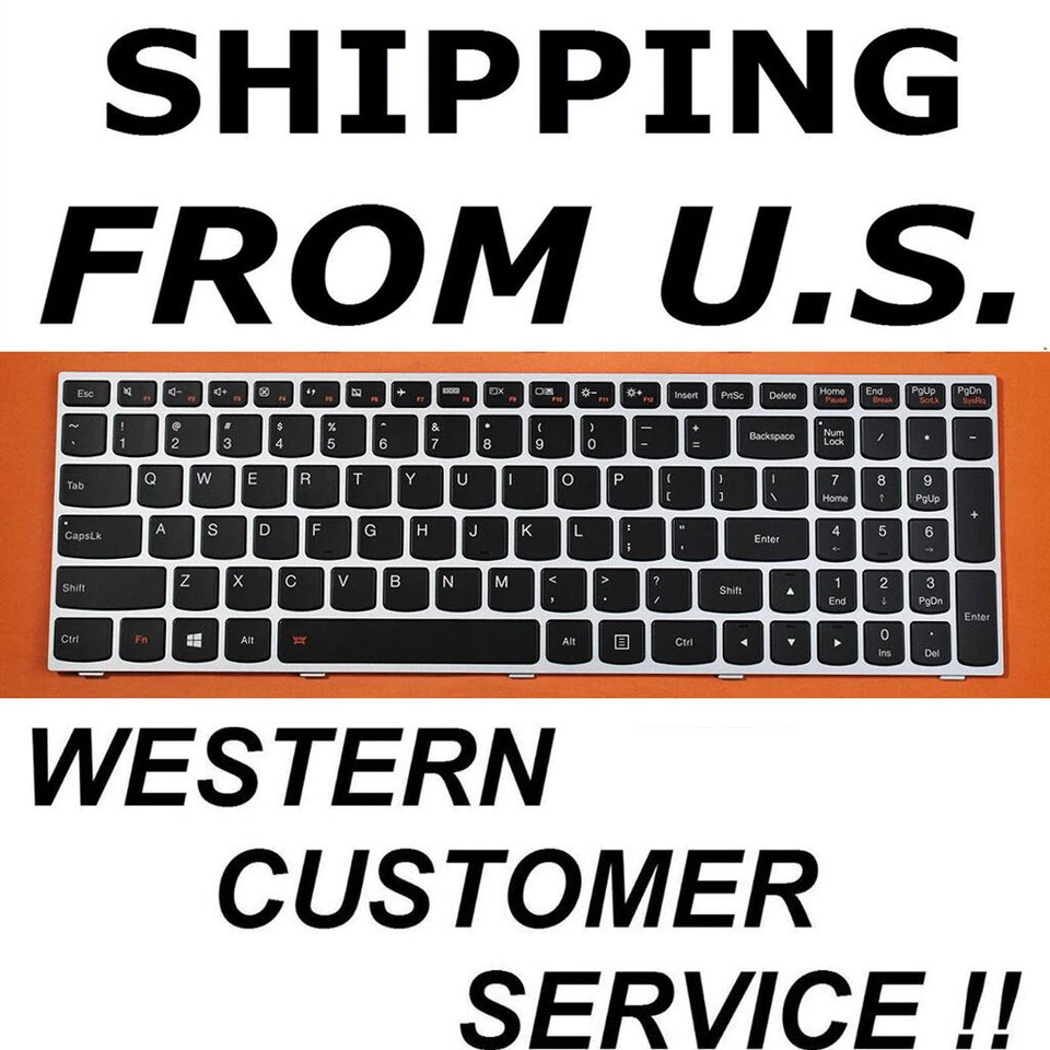 NEW BACKLIT US English Keyboard for Lenovo Ideapad Z51 Z51-70 silver frame - Image 1 of 1