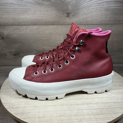 Converse Lugged Winter High GTX Back Alley Brick Red Leather Pink Womens Size 9 - Image 1 of 4