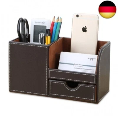 KINGFOM Büro Schreibtisch Organizer Ordnungssystem 4 Speicherabteil PU Leder  - Bild 1 von 4