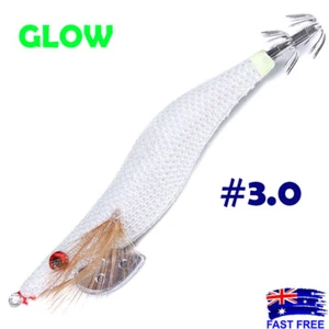 3.0 GLOW IN DARK Squid Jigs Fishing Lures Jags Egi Yo Yama Jap Jig Zuri Shita - Picture 1 of 1
