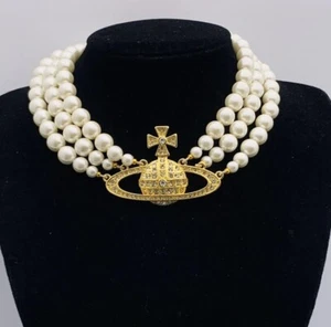 Wunderschöne Statement Perlenkette Gold Choker Stil - Bild 1 von 3