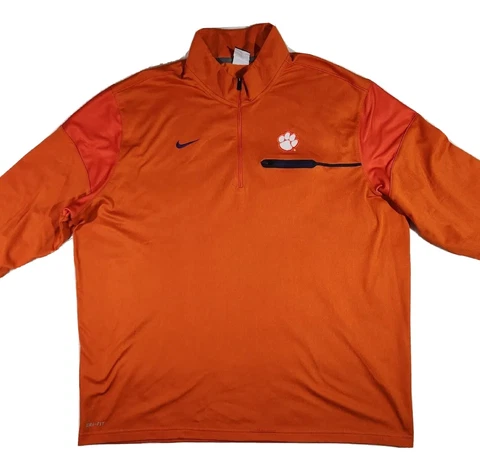 Clemson Tigers Nike DriFit 1/4 zip mens 3XL Pullover Orange Jacket Cover