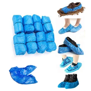 Disposable BLUE Plastic Over Shoes 40 Pack Shoe Boot Covers Carpet Protectors - Picture 1 of 4