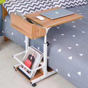 Rolling Computer Desk C-Shaped Study Table Writing Laptop Desk Height Adjustable - Picture 1 of 14