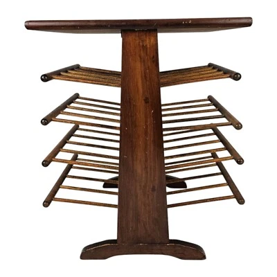Vintage Magazine Tree End Table Bobbin Spindle Rack 50's Wood Mid-Century Modern - Image 1 of 4