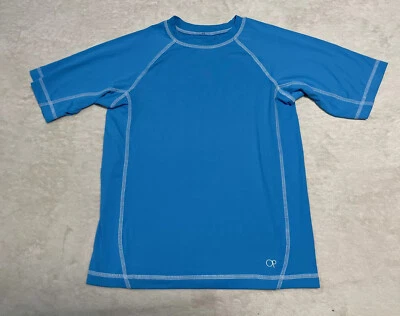 Camiseta Ocean Pacific masculina tamanho XL azul manga curta poliéster 14 16 - Imagem 1 de 3