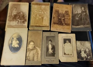 LOT OF 9 ANTIQUE OLD PHOTOS BABIES CHILDREN COUPLES WOMEN MEN - Picture 1 of 13