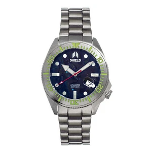 Shield Atlantic Abalone Bracelet Watch w/Date - Black - Picture 1 of 3