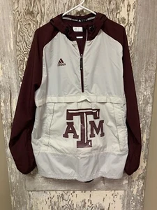 Neu adidas Team Sideline Herren Texas A&M 1/2 Zip Pullover mit Hoodie 6706A Herren L - Bild 1 von 2