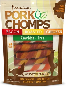 Baked Pork Skin Dog Chews, 6-inch Twists, Assorted Flavors, 24 Count - Picture 1 of 7