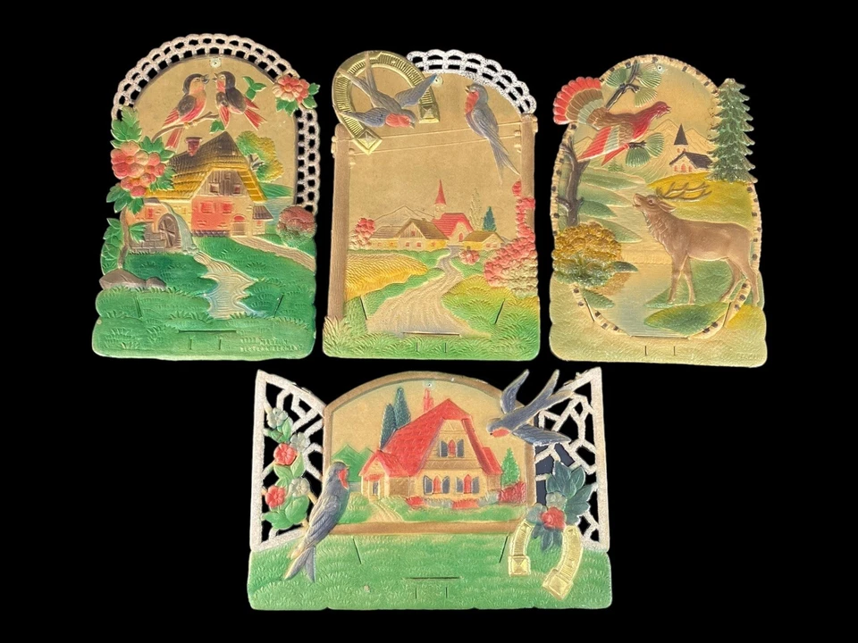 4 papeles troquelados victorianos antiguos alemanes en relieve Foto 1 de 4
