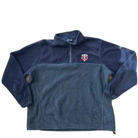 COLUMBIA MEN'S MINNESOTA TWINS 1/4 ZIP PULLOVER FLEECE SWEATER MLB GRAY Cover