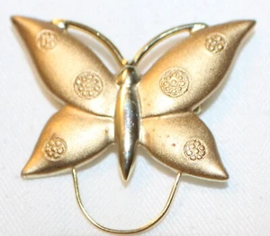 Brooch 1970s era Golden Orchid Moth Pin Vintage Estate - Picture 1 of 3