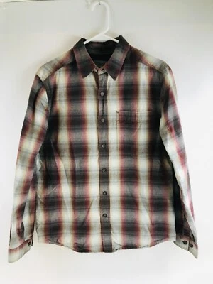 Royal Robbins Shirt Men's Size Medium Gray Red Cream Button Up Plaid Long Slv - Image 1 of 4