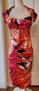 Vestido ceñido al cuerpo acanalado elástico mezcla seda cache vintage espalda abierta talla 6 EE. UU. - Imagen 1 de 12