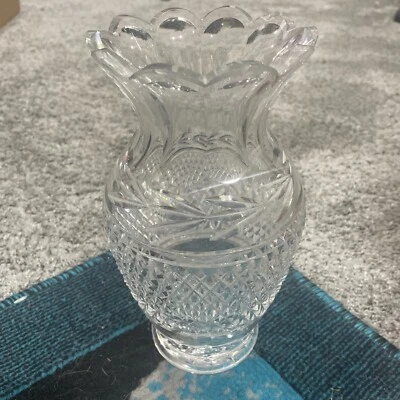 Waterford Crystal Flower Vase 9" Tall Unknown Pattern - CHIPPED RIM - Image 1 of 4