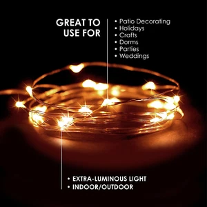 2 Sets 20 Leds Warm White Color String Lights Silver Wire Indoor and Outdoor ... - Picture 1 of 1