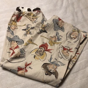 Hannah Kate Pants Sz Small Cowboys Old West Vintage Look Cow Print Elastic Waist - Picture 1 of 9