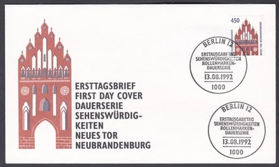 Germany FDC 1992 Michel 1623 New Gate, Neubrandenburg - Image 1 of 2