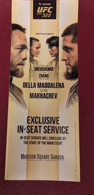 Shevchenko Vs Zhang & Della Maddalena Vs Makhachev In Seat Menu 11/15/25 UFC 322 - Image 1 of 2