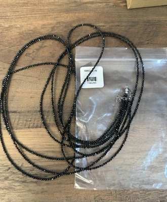 "Collar JTV negro espinela rodio sobre plata de ley 36"" de largo" Foto 1 de 3