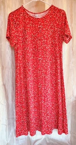 Old Navy Damen Kleid rot Blumenmuster ausgestellt SS T-Shirt Etuikleid Gr. Small Tall - Bild 1 von 4
