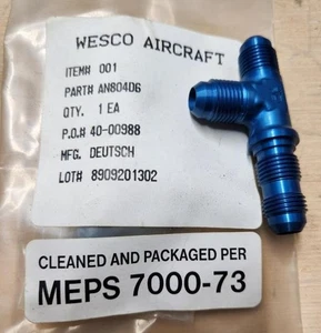 AN804 D6 ALUMINUM ANODIZED 3/8 FLARE TUBE 9/16 18  BULKHEAD ON RUN T FREE SHIP - Bild 1 von 1