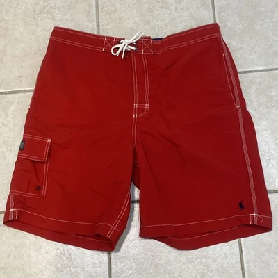 POLO Ralph Lauren Swim Trunks Men's Large 36” Red Board Shorts Lined Swimsuit T5 - Image 1 of 4