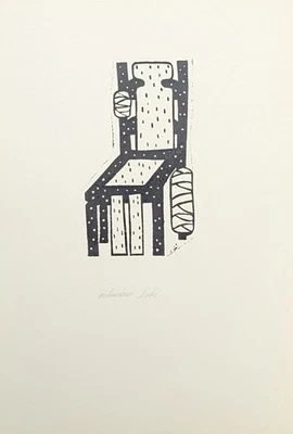 Karl Cohnen, Verbundener Stuhl, Linolschnitt, handsigniert, betitelt, - - Bild 1 von 4