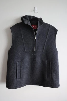 Gucci Dark Grey Wool Hooded Vest Gilet  SIZE L MSRP $3980  - Image 1 of 4