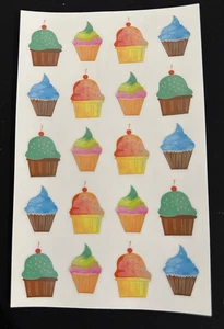 Ltd. Edition Mrs Grossman's 20 BUNTE CUPCAKES Riesen Stickerbogen ~ NEU - Bild 1 von 1
