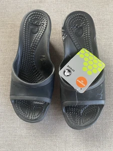 New Crocs Sately Women’s Size 9 Black High Wedge Heel Sandals Shoes NWT - Picture 1 of 4
