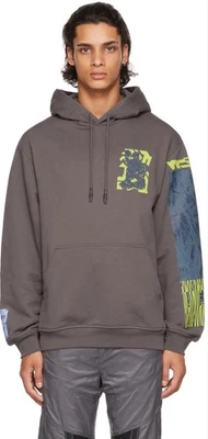 Sudadera con capucha gráfica MCQ by Alexander McQueen - marrón con detalles de neón Foto 1 de 4