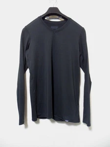 Patagonia Caplilene Men's Black Daily V-Neck Base Layer Long Sleeve Tee Medium - Picture 1 of 9