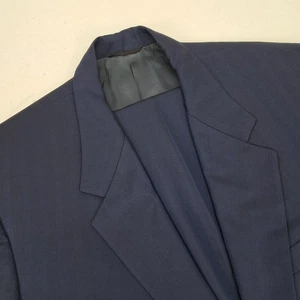 Bespoke Tom James Filo A Mano Hand Tailored Navy Blue Herringbone 2 Pc Suit 46R - Picture 1 of 12