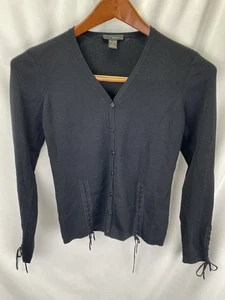 WD NY Damen Medium schwarz Knopfleiste Strick Cardigan mit Baseball-Nähten - Bild 1 von 7